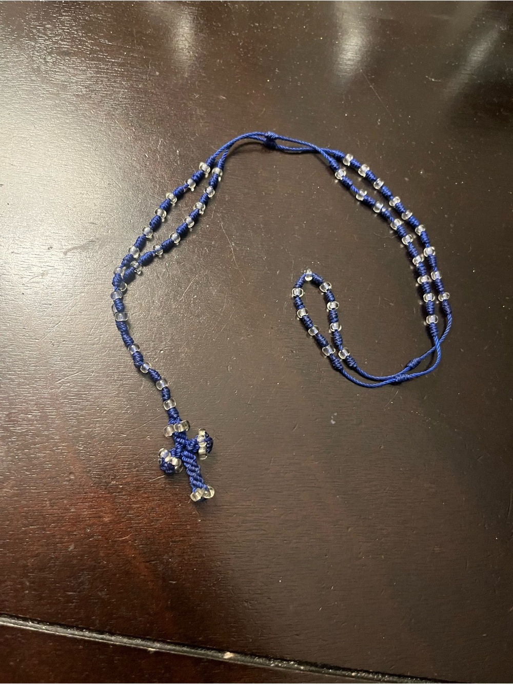 Handmade Blue beaded Rosary 12inches